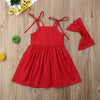 Toddler Girl Solid Color Suspender Dress & Headband - PrettyKid