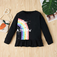 Girls Rainbow Letter Long Sleeve Suits Wholesale Trendy Childrens Clothing - PrettyKid