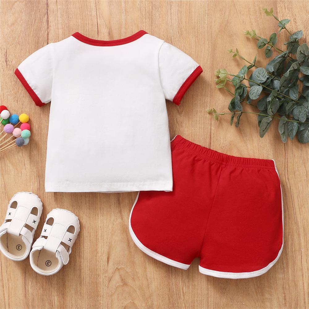 Rainbow Letter Printed Short Sleeve Top & Shorts baby boy wholesale - PrettyKid