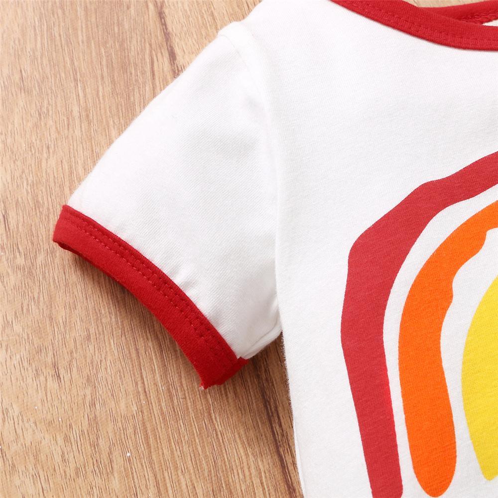 Rainbow Letter Printed Short Sleeve Top & Shorts baby boy wholesale - PrettyKid