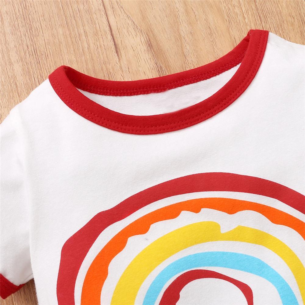 Rainbow Letter Printed Short Sleeve Top & Shorts baby boy wholesale - PrettyKid
