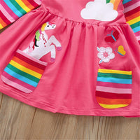 Girls Girls Rainbow Long Sleeve Dress Girl Rainbow Dress Wholesale - PrettyKid