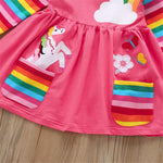 Girls Girls Rainbow Long Sleeve Dress Girl Rainbow Dress Wholesale - PrettyKid