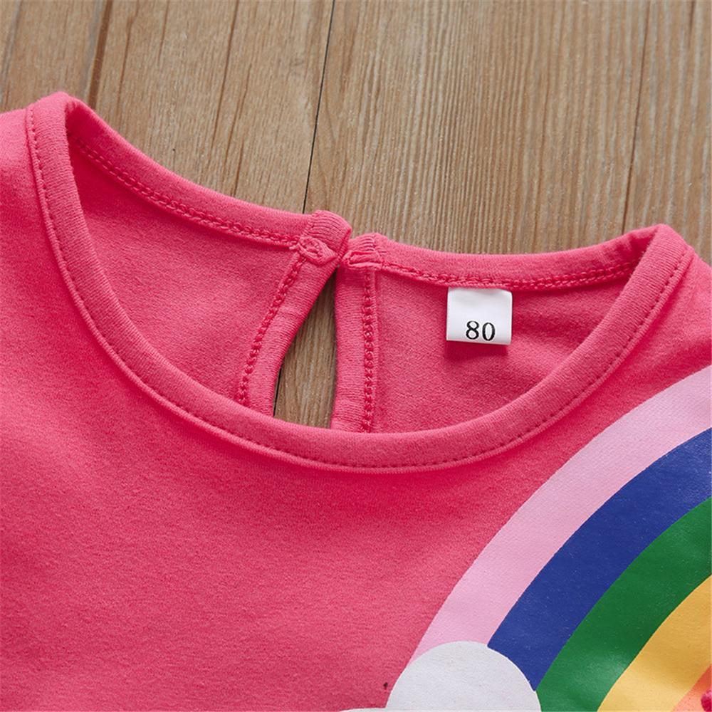 Girls Girls Rainbow Long Sleeve Dress Girl Rainbow Dress Wholesale - PrettyKid