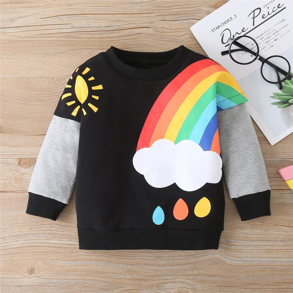 Girls Rainbow Long Sleeve T-shirt Kids Clothing Suppliers - PrettyKid