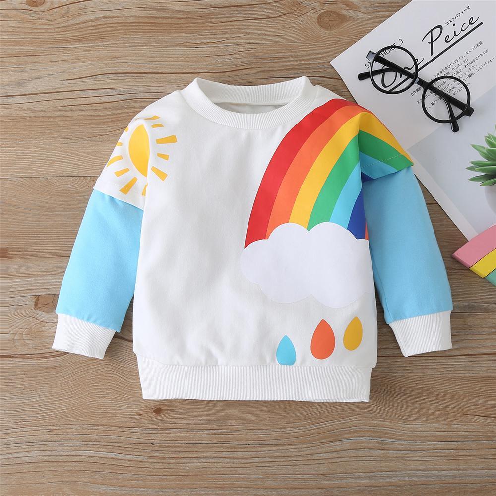 Girls Rainbow Long Sleeve T-shirt Kids Clothing Suppliers - PrettyKid