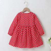 Girls Rainbow Polka Dot Button Long Sleeve Dress Girl Rainbow Dress - PrettyKid