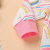 Baby Rainbow Print Ruffled Long-sleeve Rompers - PrettyKid