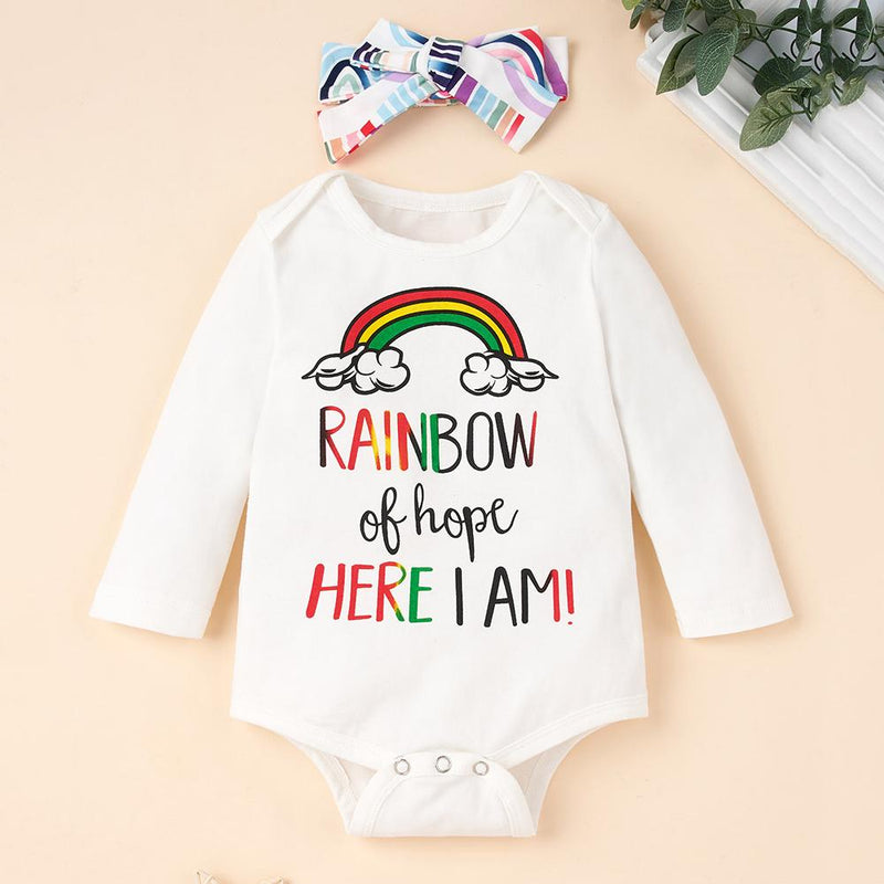 Baby Girls Rainbow Romper & Pants & Headband Cheap Bulk Baby Clothes - PrettyKid