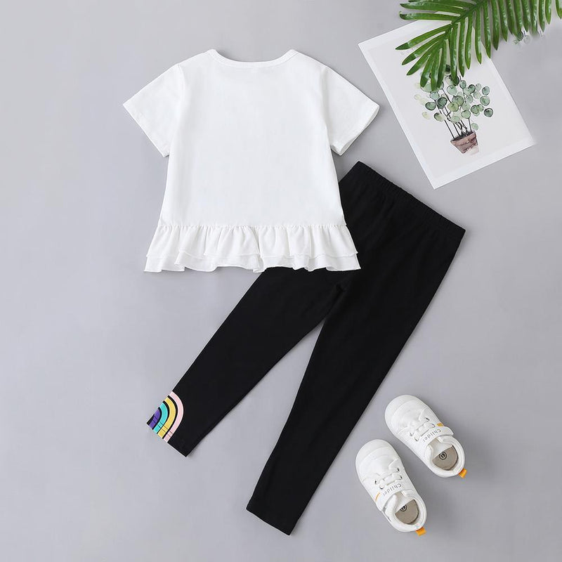 Baby Girls Black Flying Sleeve Romper & Leopard Shorts baby clothes wholesale usa - PrettyKid