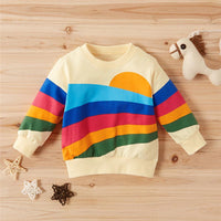 Girls Rainbow Striped Printed Long Sleeve Top - PrettyKid