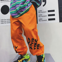 Rap Boys Orange Letter Printed Causal Pants Boys Wholesale - PrettyKid