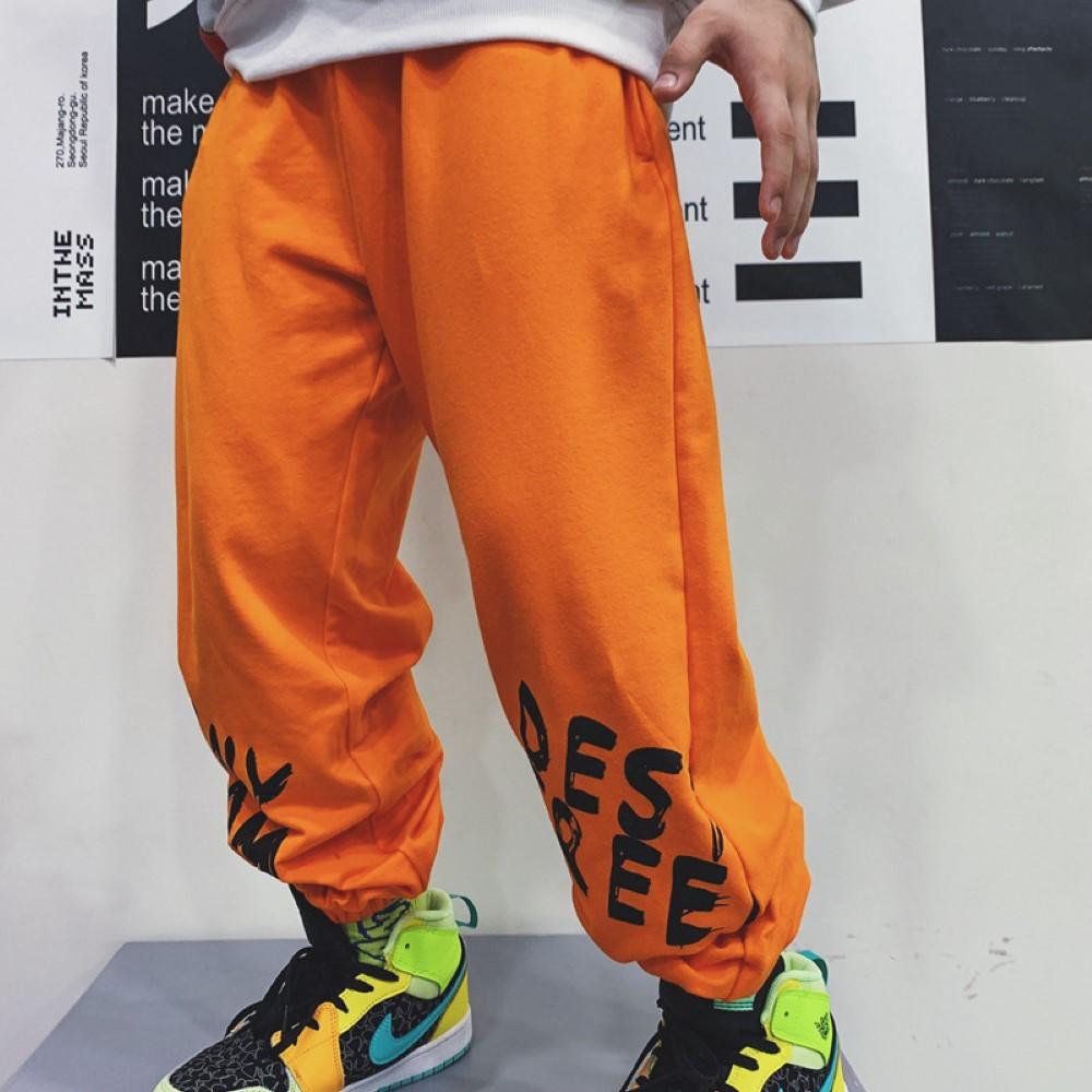 Rap Boys Orange Letter Printed Causal Pants Boys Wholesale - PrettyKid