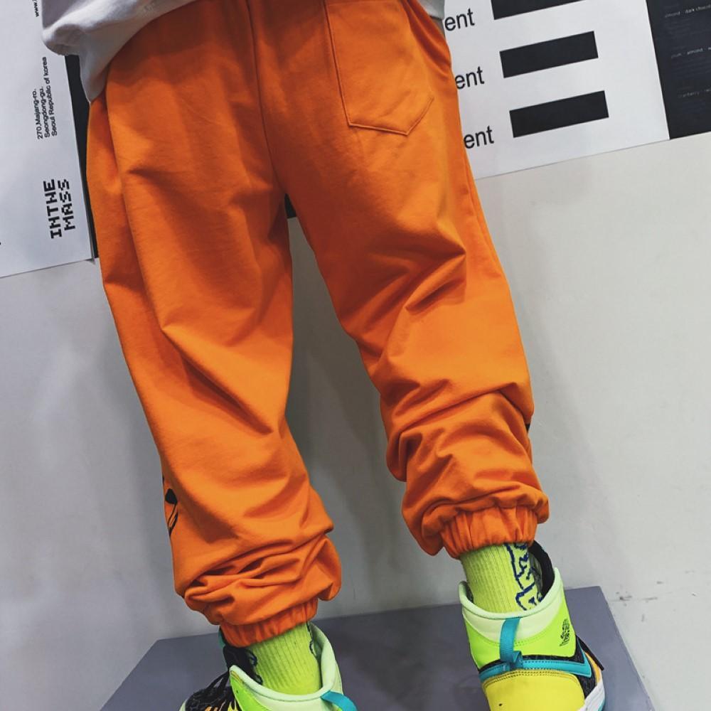 Rap Boys Orange Letter Printed Causal Pants Boys Wholesale - PrettyKid