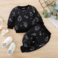 Baby Boys Robot Printed Long Sleeve Top & Pants Baby Wholesale Clothing - PrettyKid