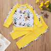 Girls Rose Printed Long Sleeve T-shirt & Pants Girl Boutique Clothing Wholesale - PrettyKid