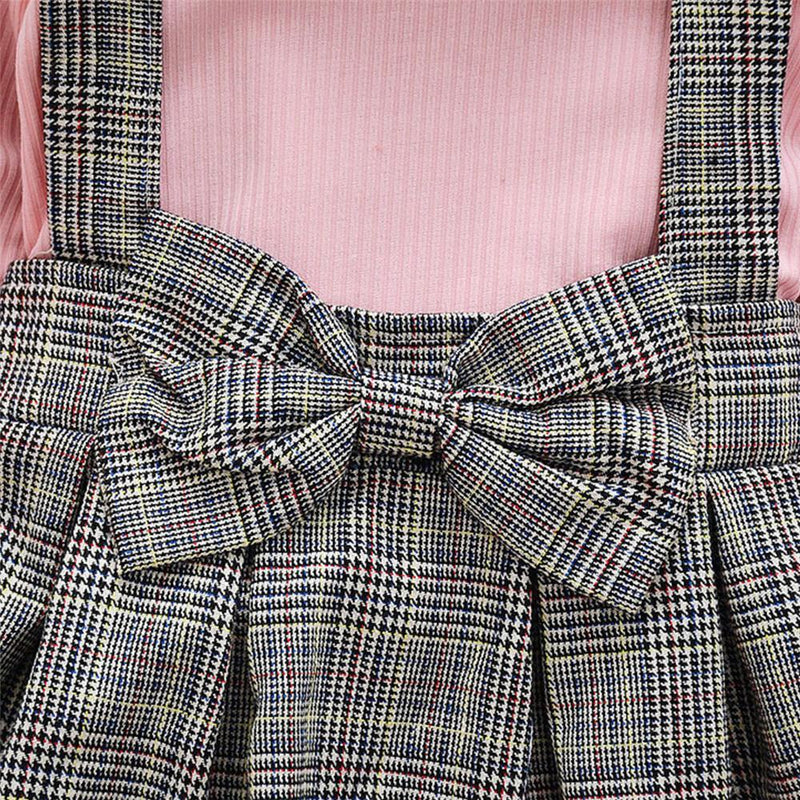 Baby Girls Ruffle Bow Decor Plaid Dress - PrettyKid