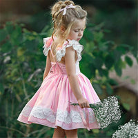 Girls Ruffle Lace Embroidery Princess Summer Dress Wholesale Little Girl Boutique Clothing - PrettyKid