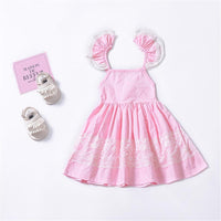 Girls Ruffle Lace Embroidery Princess Summer Dress Wholesale Little Girl Boutique Clothing - PrettyKid