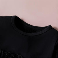Girls Ruffle Long-sleeve Solid Tops & Leopard Pattern Pants & Headband - PrettyKid
