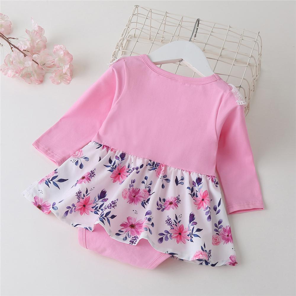 Baby Girls Ruffle Long Sleeve Floral Printed Romper Baby Clothes Suppliers - PrettyKid