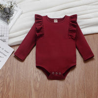 Baby Boys Ruffle Solid Long Sleeve Romper Cheap Bulk Baby Clothes - PrettyKid