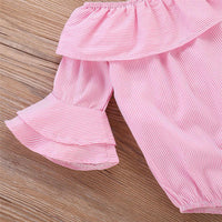 Baby Girls Ruffle?Striped Romper & Ripped Pants - PrettyKid