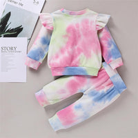 Girls Ruffle Tie Dye Long Sleeve Tops & Pants - PrettyKid