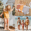 Girls Ruffled Color Block Summer Swimwear Wholesale Plus Size Swim Wear - PrettyKid