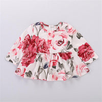 Girls Ruffled Floral Long-sleeve Casual Top & Jeans - PrettyKid