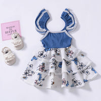 Girls Ruffled Floral Printed Layered Sleeveless Dress Girls clothes Wholesale - PrettyKid