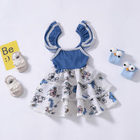 Girls Ruffled Floral Printed Layered Sleeveless Dress Girls clothes Wholesale - PrettyKid