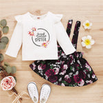 Girls Ruffled Long SleeveFloral Printed T-shirt & Skirts Wholesale Girl Boutique Clothing - PrettyKid