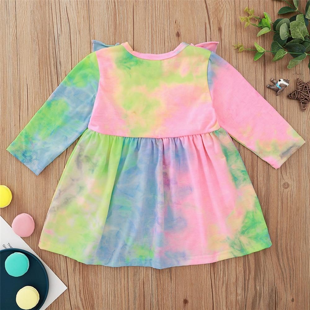Baby Girls Ruffled Long Sleeve Tie Dye Dress Baby Clothes Warehouses - PrettyKid