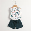 Girls Ruffled Sleeve Floral Printed Top & Solid Shorts Kid Apparel Wholesale - PrettyKid