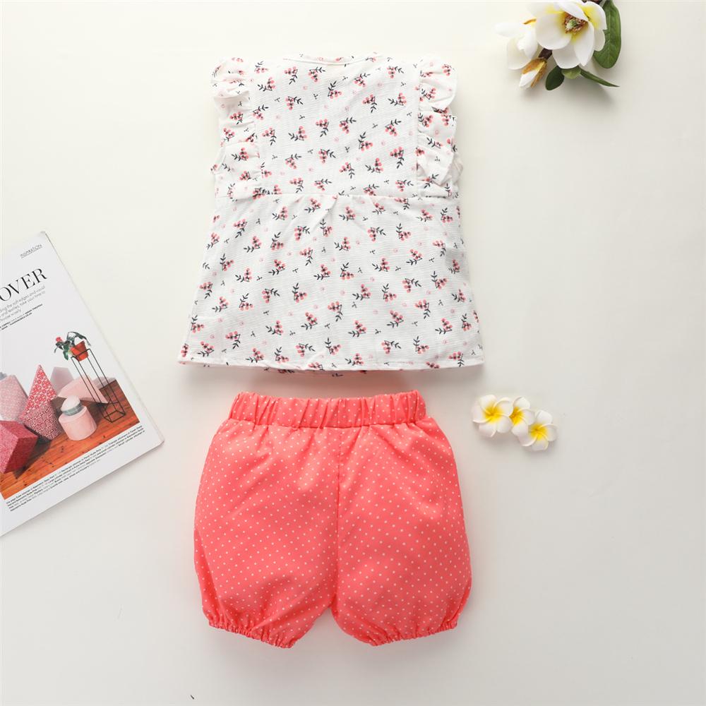 Girls Ruffled Sleeveless Floral Printed Top & Shorts Kid Boutique clothes Wholesale - PrettyKid