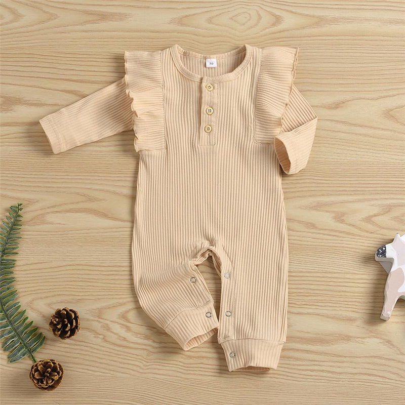 Baby Girls Ruffled Solid Color Romper Buy Baby Clothes Wholesale - PrettyKid