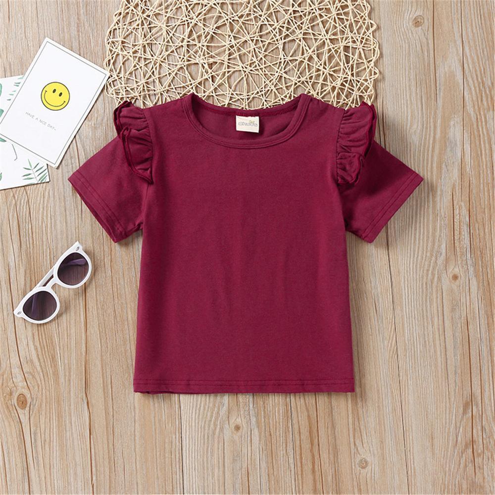 Girls Ruffled Solid Color Short Sleeve Top & Floral Printed Suspender Skirt & Headband Girls clothing Wholesale - PrettyKid