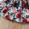 Girls Ruffled Solid Color Short Sleeve Top & Floral Printed Suspender Skirt & Headband Girls clothing Wholesale - PrettyKid