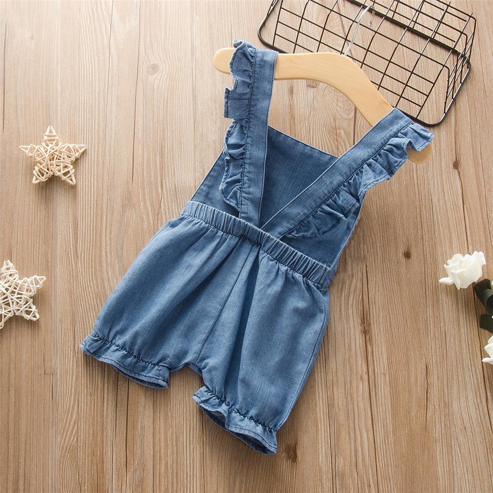 Baby Girls Ruffled Solid Color Sleeveless Jumpsuit Baby Clothes Suppliers - PrettyKid