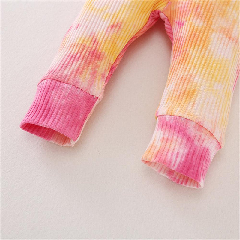 Baby Girls Ruffled Tie Dye Long Sleeve Romper & Pants & Hairband Wholesale Baby - PrettyKid