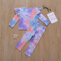 Girls Ruffled Tie Dye Long Sleeve Top & Trousers Baby Outfits Girl - PrettyKid