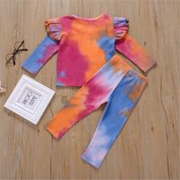 Girls Ruffled Tie Dye Long Sleeve Top & Trousers Baby Outfits Girl - PrettyKid