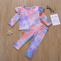 Girls Ruffled Tie Dye Long Sleeve Top & Trousers Baby Outfits Girl - PrettyKid