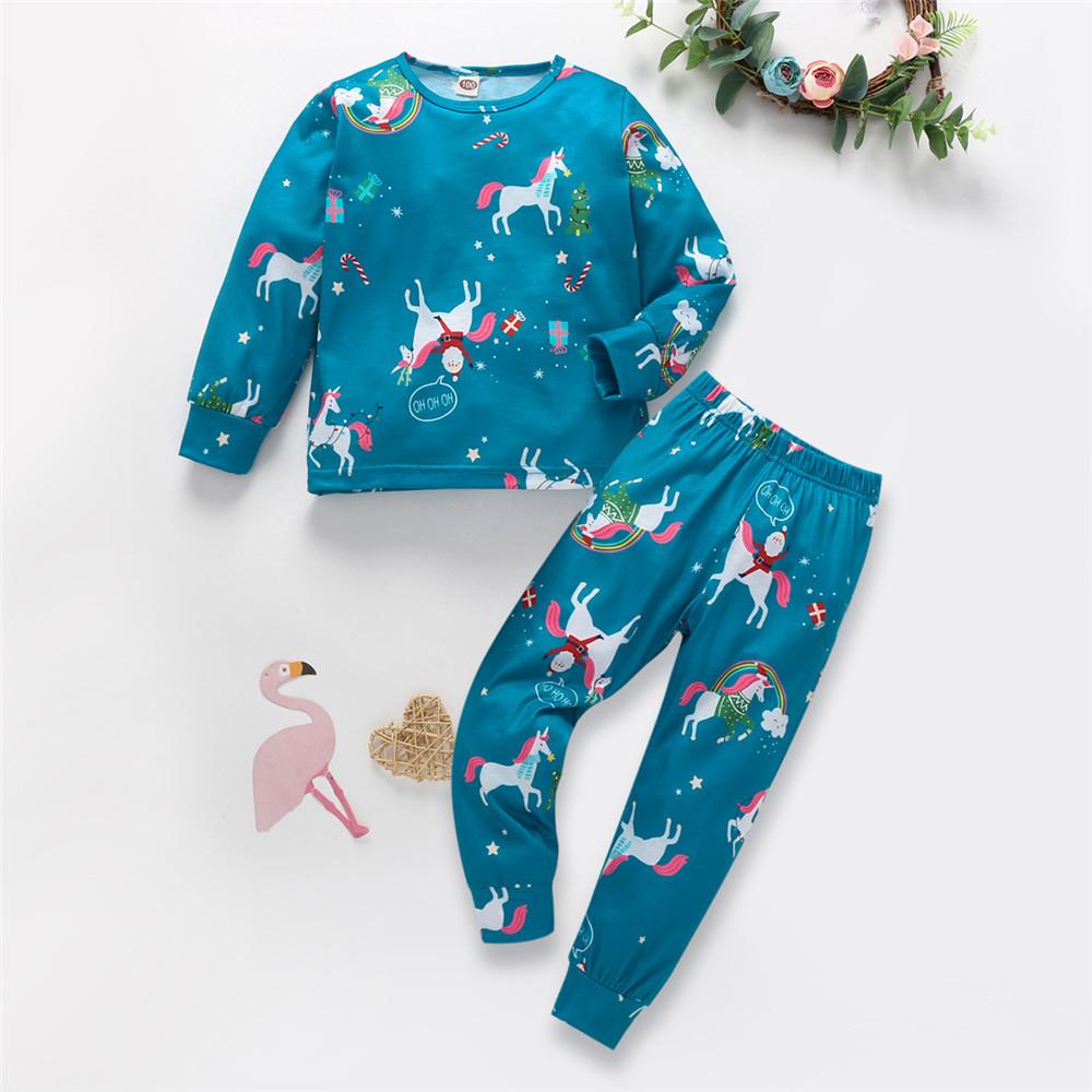 Boys Santa Claus Cartoon Printed Long Sleeve Top & Pants - PrettyKid