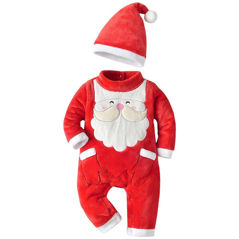 Baby Boys Santa Claus Long Sleeve Romper & Hat Baby Wholesale Clothes - PrettyKid