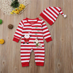 Baby Boys Santa Claus Pattern Embroidered Striped Romper Baby Wholesale - PrettyKid