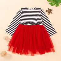 Girls Santa Claus Striped Tulle Dress Wholesale Kids Boutique Clothing - PrettyKid