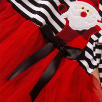 Girls Santa Claus Striped Tulle Dress Wholesale Kids Boutique Clothing - PrettyKid