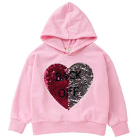 Girls Sequin Letter Printed Long Sleeve Hooded Tops Wholesale - PrettyKid